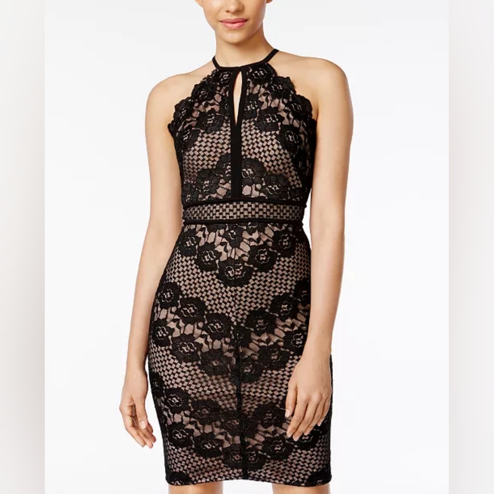 Morgan & Company Lace Haltar Sheath Dress Juniors Size 3 Womens Size 2/4